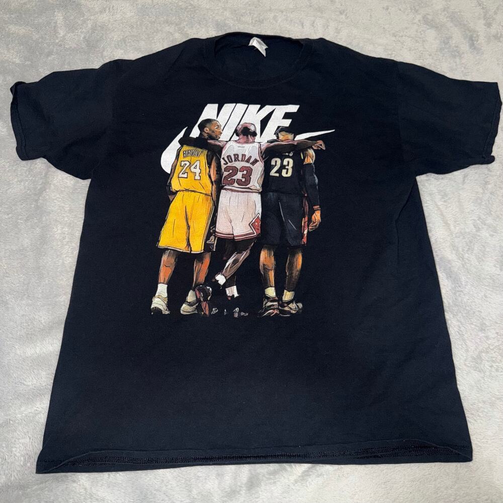 Nike Kobe Jordan LeBron Graphic T-Shirt Sz L Bootleg Streetwear Black